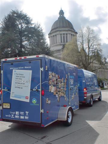 Census Road Tour vehicle, Abacus is visiting communities in northern CA, OR, WA & ID. Come see us!