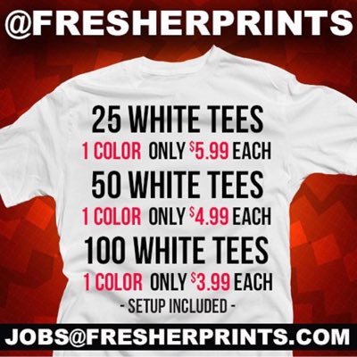 Printing , Marketing , Fulfillment & more . We will beat anyone's price , quality & turnaround time . Email your job to jobs@fresherprints.com to get started .