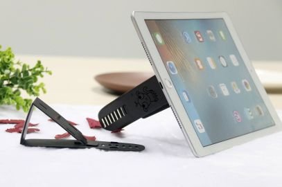 A-ieasy is a one piece foldable plastic that sticks on the back of the phone or tablet.Can be used on portrait or landscape mode.

0780661054