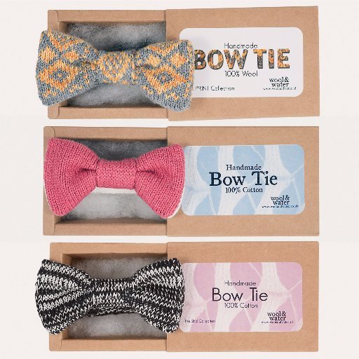 Unique Knitted Bow Ties, Suspenders and Ties from Alice O'Connell, an actress who first learnt to knit on set. 
Creative Details for the Naturally Curious.