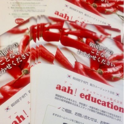 韓国留学専門の総合エージェント aah! educatuon (アーエデュケーション株式会社) 東京事務所アカウントです。韓国の最新情報はもちろん、日本国内での説明会やイベントなどのお知らせや、韓国留学に関する様々な情報を発信していきますので是非フォローをお願いします!