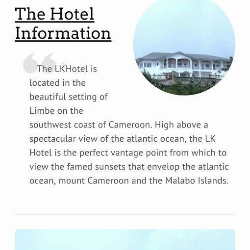 The LK Hotel is located in the beautiful setting of Limbe on the southwest coast of Cameroon. We are located at the entrance to Limbe, Mile 4 checkpoint.