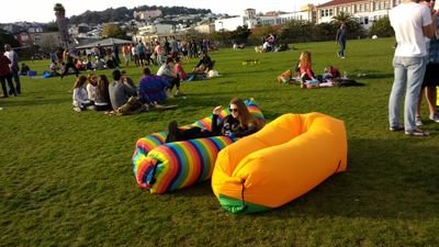 Hangout bags, Solar Power Banks, Wireless Bluetooth Speakers, Blankets all delivered directly to you at Dolores Park! More coming soon.