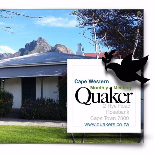 QuakersCWMM's profile picture. Tweeting Cape Western Monthly Meeting Religious Society of Friends Quakers
2 Rye Road Mowbray
Quaker Peace Centre : (021) 685 7800
https://t.co/q02fkJ7D4W