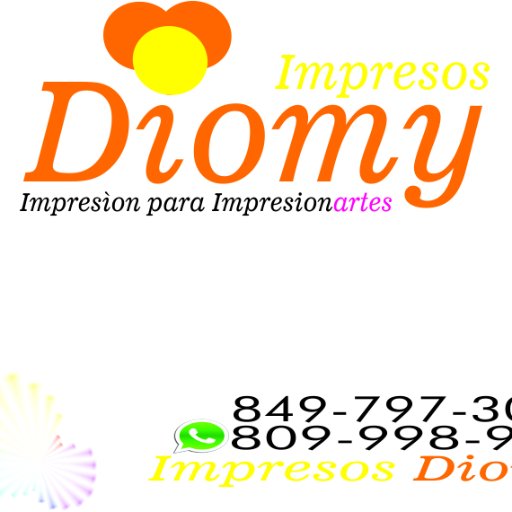 impresosdiomy's profile picture. Todos en impresión 
Impresión DIGITAL 
Impresión OFFSET 
SERIGRAFIAS 
BORDADOS 
ImpresosDIOMY@gmail.Com 
Whats'Apps 849-797-3002
SIMON BOLIVAR, STO.DGO R. D