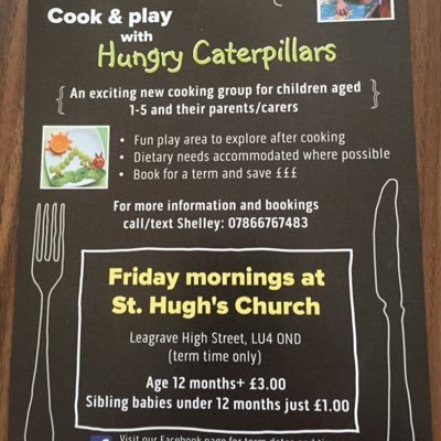 Community cooking group held at St Hugh's church, Leagrave high street, LU4 0ND. Fridays 9:30am -11:00am