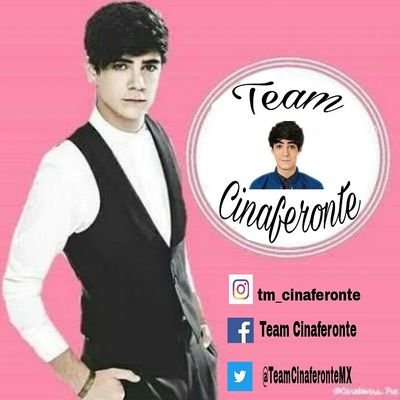 TmCinaferonteMX's profile picture. LIDER, CANTANTE. Que su apodo es CINAFERONTE. En esta página encontrarás información de la boyband CD9 Y del chico a la cual esta cuenta esta dedicada @JosDice