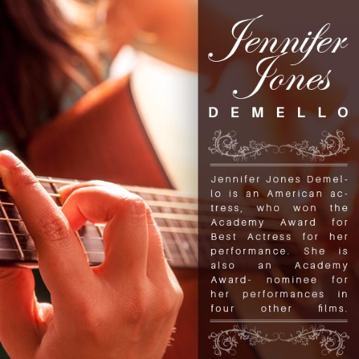 DemelloJennifer's profile picture. One of the world’s underrated Academy award winning actress Jennifer Jones aka Jennifer Jones Demello