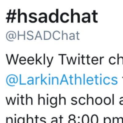 Weekly Twitter chat led by @_alambert, @markribbens & @maroonathletics focusing on topics in HS athletics. Tune in on Sunday nights at 8:00 pm CST.