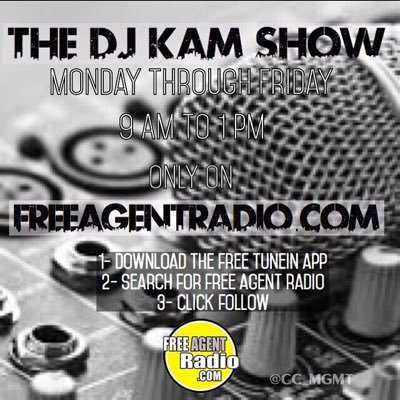 The DJ Kam Show 9am -1pm est. M-F on @freeagentradio #djkam609 #TheHeavyhitterDJs #TheDJKamshow Click & Listen Now! https://t.co/OxSysafMm3