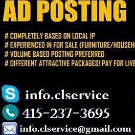 gigsbylabor's profile picture. welcome to the craigslist ad posing service.
hello sir i am craigslist ad poster.i will give you live ads in very low rate .
we can post 24/7 days a week