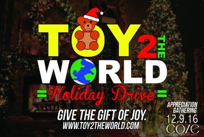 Annual Holiday Toy Drive located in Atlanta. Email us at Toy2TheWorldATL@gmail.com