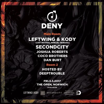 New, exciting brand hosting events in Norwich! Leftwing & Kody and Secondcity - 3rd March 2017!