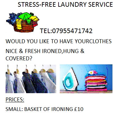 QUICK AND CHEEP IRONING SERVICE
NICELY FRESHLY IRONED HANGED AND COVERED