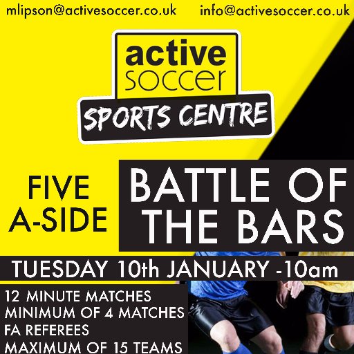 Active Soccer is a coaching company. We run 5aside Tournaments throughout the year.
0151 538 7684
info@activesoccer.co.uk
mlipson@activesoccer.co.uk