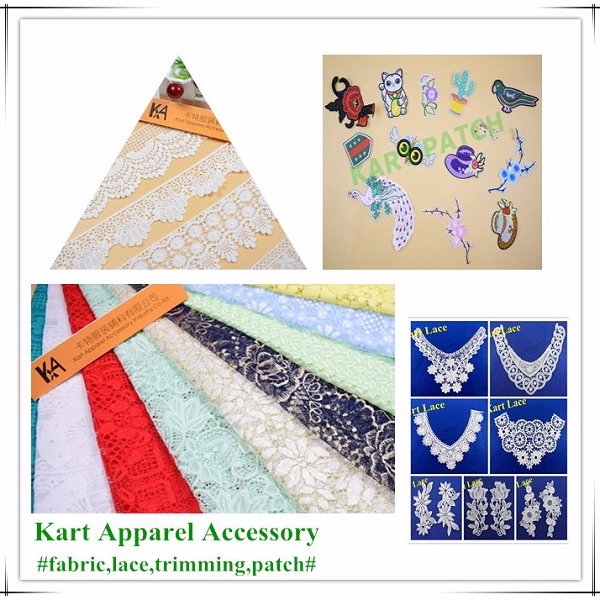 Chinese manufacturer and exporter of lace,fabric and trimmings.
Any query can send to us: yolanda@kartapparelaccessory.com
Our website:https://t.co/vS20WwazmU