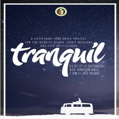 Tranquil is a fundraising music festival presented by 11-Bellarmine of the Ateneo de Manila Senior High School for the benefit of Katipunan Fund Drive (KFD).