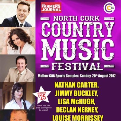 On Sunday,20th August 2017,Mallow GAA Complex, will host the North Cork Country Music Festival, featuring Ireland's leading country artists from 1 to 7:30 pm