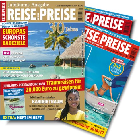 Das Reisemagazin REISE & PREISE erscheint seit 1987 im deutschsprachigen Raum und erreicht über 750.000 gutverdienende Flugreisende.