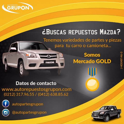 partesgrupon's profile picture. Comerciante  de repuestos para camionetas y carros Mazda, bases de caja y motor, bujes para vehículos Renault, Hyundai entre otros. Para mas info: 0212 3179655