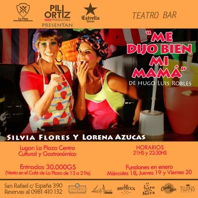 Teatro Bar en La Plaza
18, 19, 20 de Enero
21hs y 22:30 hs
