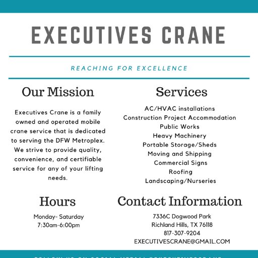 Family owned and operated mobile crane service. We strive to provide quality, convenience, and certifiable service for any of your lifting needs!