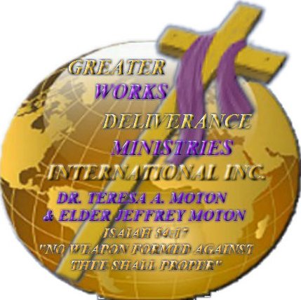 Dr. Teresa A. Moton, Pastor of Greater Works married to Elder Jeffrey Moton. Isaiah 54:17 Sun: 10:45 AM-12 Noon - Thurs Bible Study 7:30 PM - Fri Prayer 6:30PM.