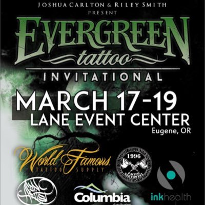 Joshua Carlton & Riley Smith bring you the Evergreen Tattoo Invitational & Expo March 17-19, 2017. Top artists from around the world, in Eugene Oregon!