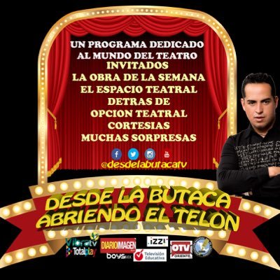 programa dedicado al teatro conduce @jonathantonatiu Total Play 165,166 izzi 412 @VibraTvOficial,@tveducativamx, @integratv1 @orientetv15 @Diarioimagen @ANLM5