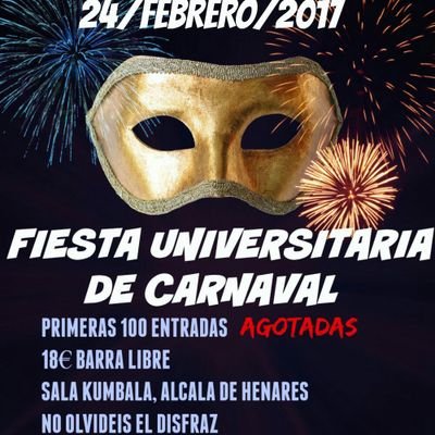 24 de Febrero fiesta en Alcalá de Henares en el kumbala.
Barra libre, concurso de disfraces, sorteos y promociones. Quedan pocas entradas
¿ Te la vas a perder ?