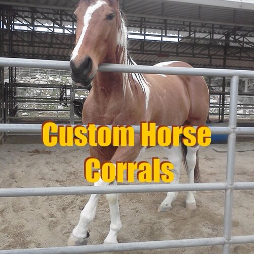 Custom Horse Corrals is a 100% American company. We manufacture and design: Corrals, Fences, Stables, for equines, cattle, sheep, pigs, ornamental, others.