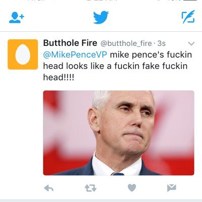 This all I am here. Fuckin mike fuckin pences fuckin head looks like a fuckin fake head