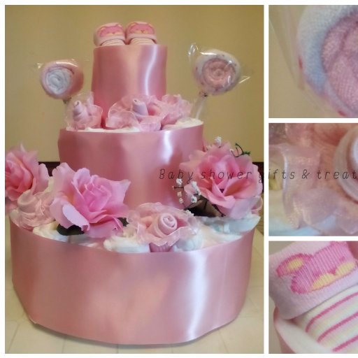 I make nappy cakes, baby clothes bouquets, towel cakes, baby sock cupcakes. These make ideal gifts for a new mum, maternity leaving gifts etc. Each is bespoke!