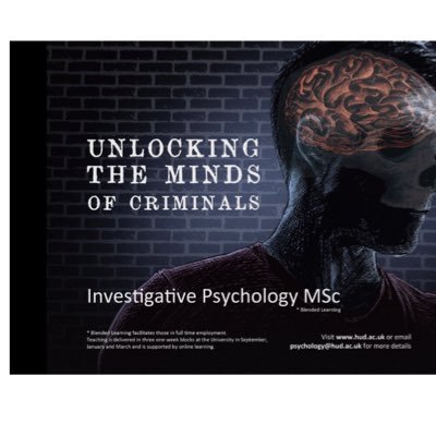 Twitter feed for the MSc in Investigative Psychology at the University of Huddersfield - all views expressed are my own