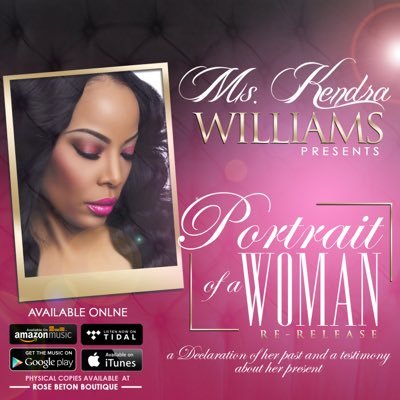 Ms. Kendra Williams,Singer/songwriter/Actress has been singing since age seven.One of the greatest voices that the world will come to know.