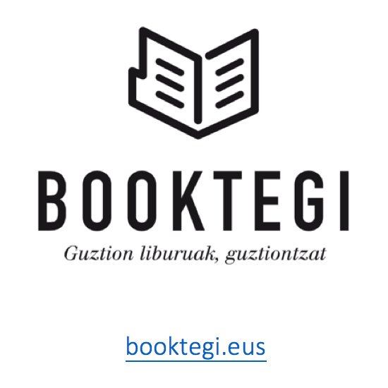 Booktegi plataforman euskarazko liburu elektronikoak deskarga daitezke dohainik. Bideoak eta audioak ere eskaintzen ditugu.