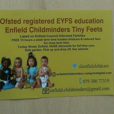 EnfielChildCare's profile picture. #OFSTED registered #CHILDCARE Moved from Enfield. Part time in #London #Makaton #EYFS FREE 30 hrs week. New telephone no & website SOON