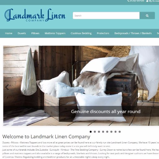Landmark Linen Company which is a family business who specialise in superior on-line direct retail bedding sales which is our latest online retail web site.