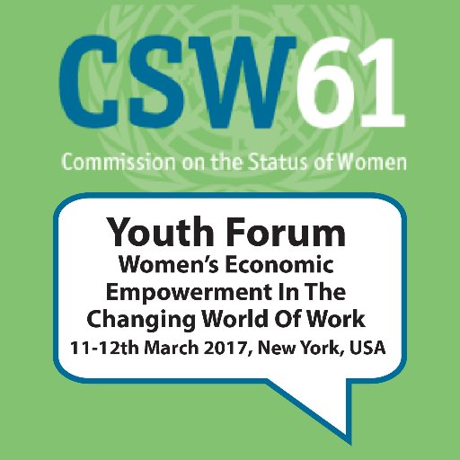 #youthCSWforum Youth Forum on 3/11-12 creating dialogue and resolutions for #genderequality.