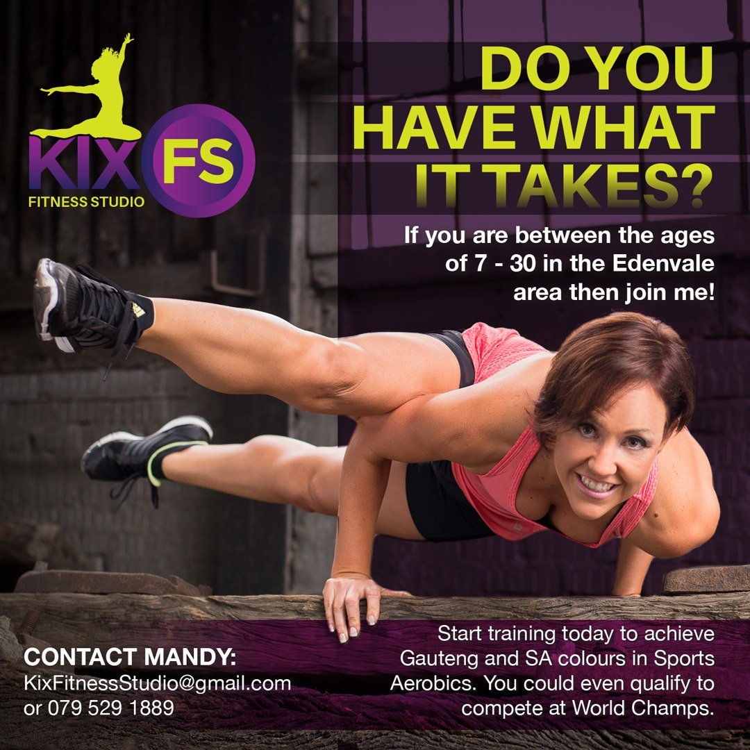 Certified Personal Trainer
Owner, Coach and Coreographer of KIX Fitness and Sport Aerobics Dance School.