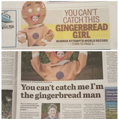 First lady in UGB200 challenge 2016 ! As of 23rd april 2017 is the fastest female marathon runner in the world dressed as a gingerbreadman #worldrecordholder