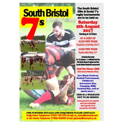 southbristol7s's profile picture. https://t.co/ghr3BuE59S august 5th sees teams from around the uk fight it out for £850 prize money!