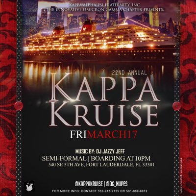 The Omicron Gamma Nupes' (FAU) most highly Anticipated event. Located in Miami Florida, during March 17th