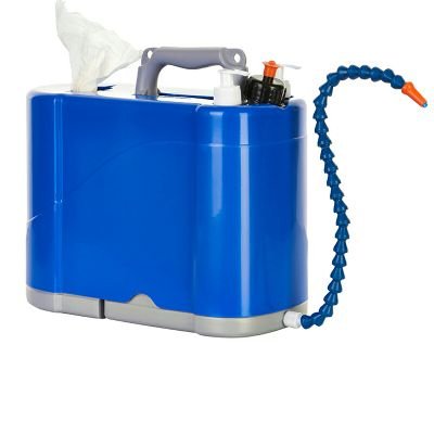 Clean hands - for professionals on the fly.
Soap, Water, Paper and Handrub in one hand - to bring along in your Van, on the excursion or where you need it...