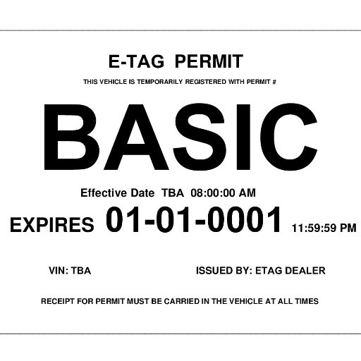 No license plate no problem. Fast and easy 15 day digital Temporary plate can be used in any state. Contact our sales deportment though email for more info.