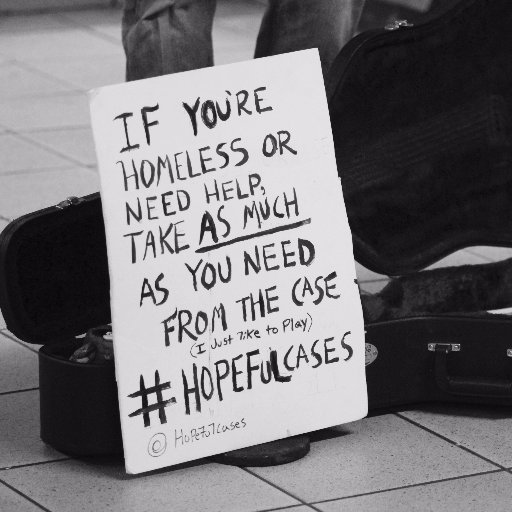A NYC based philanthropic group in which subway performers open up their hats, and cases and allow anyone with need or otherwise to take as much as they need.