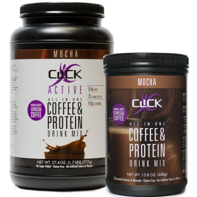 Click All-in-One Protein & Coffee Meal Replacement Drink Mix, Mocha, 15.8 oz