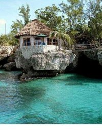 In a house on a rock in a bay on a reef on an island in Jamaica.