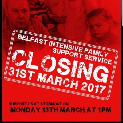 SaveBelfastIFSS's profile picture. Belfast IFSS is due to conclude on 31st March '17.
Due to the collapse of Stormont, before budgets were agreed, no decision was made to extend this service.
