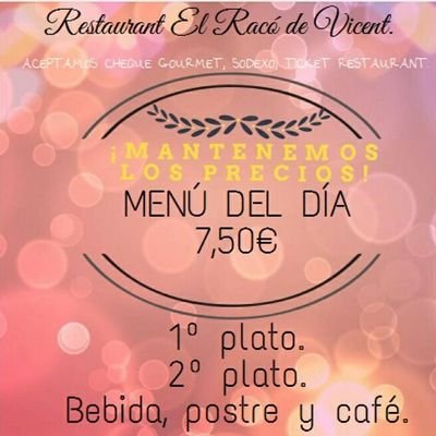 ElRacodeVicent's profile picture. Restaurante situado en Ronda Auguste y Louis Lumière, 10 en el  Parque Tecnológico de Paterna en Valencia, desayunar, almorzar a la brasa y menú del día.